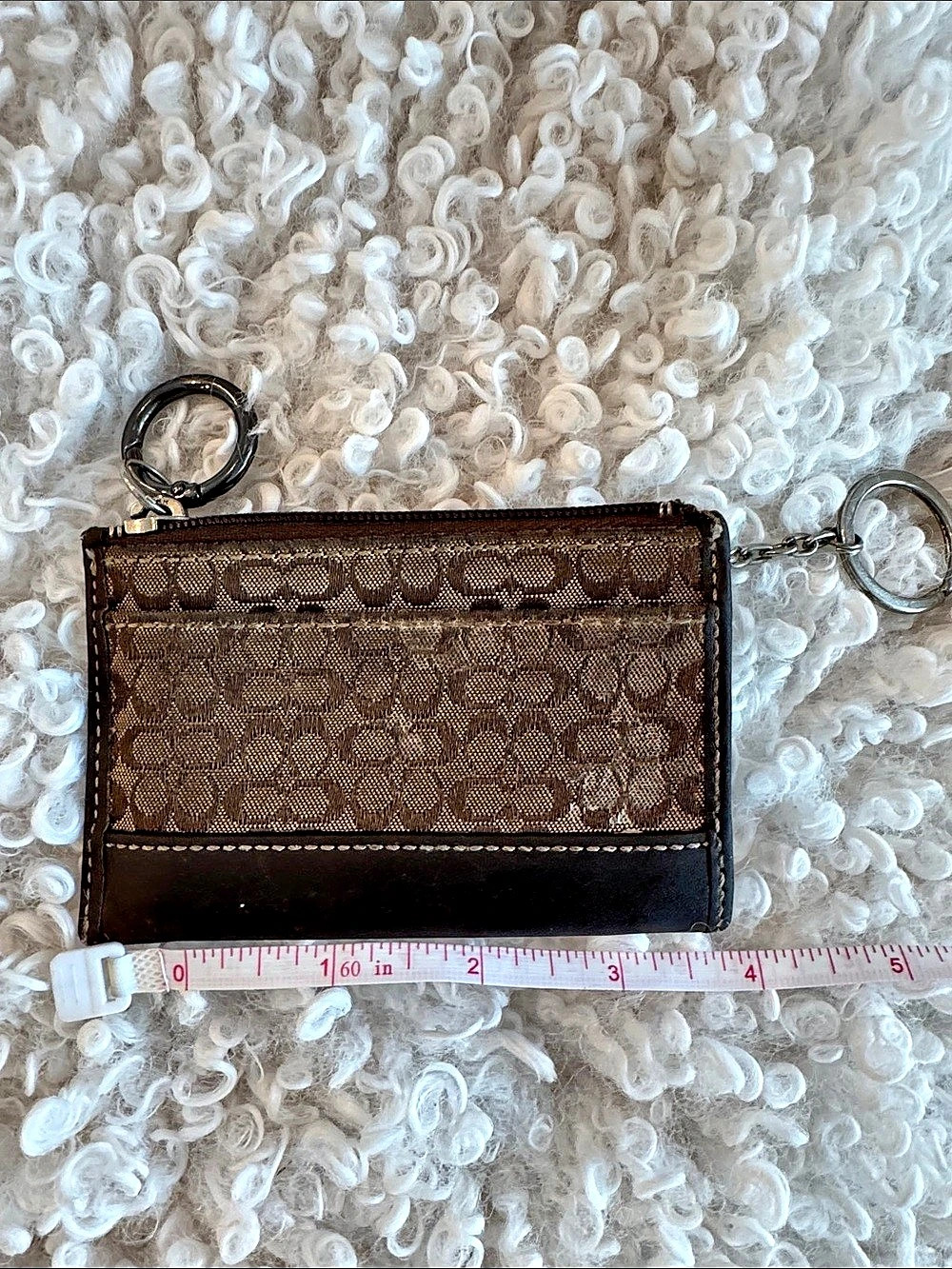 Coach Mini Skinny ID Case in Signature Canvas Brown & Black Wallet